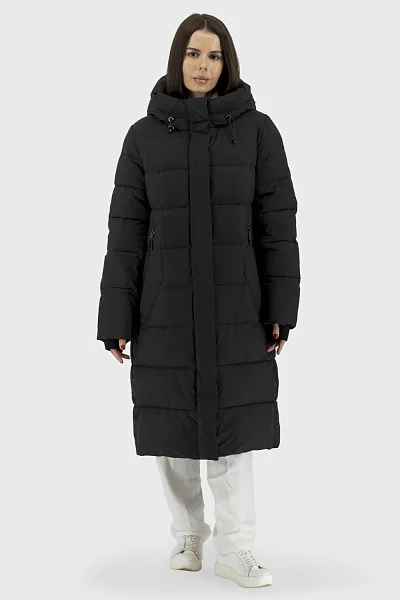 Женский пуховик с биопухом, капюшоном, стиль casual, осень-зима Snow Owl (черный, 2XL)