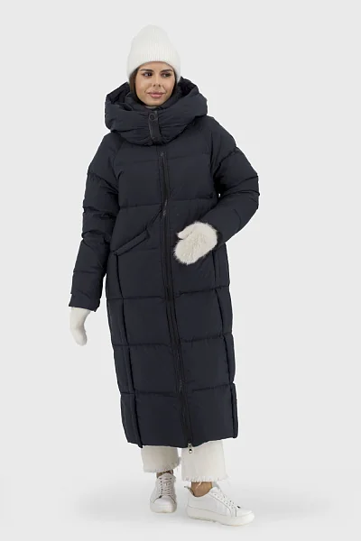 Женский пуховик зимний с капюшоном, утиный пух, casual стиль Snow Owl (черный, S)