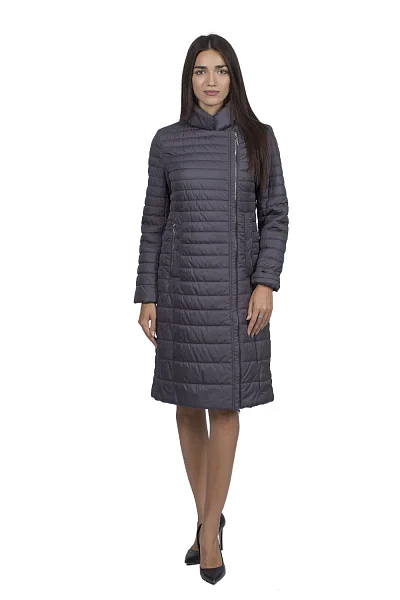 Жіноча приталена стьобана куртка F/W, графіт, без капюшона Clasna (графіт, L)