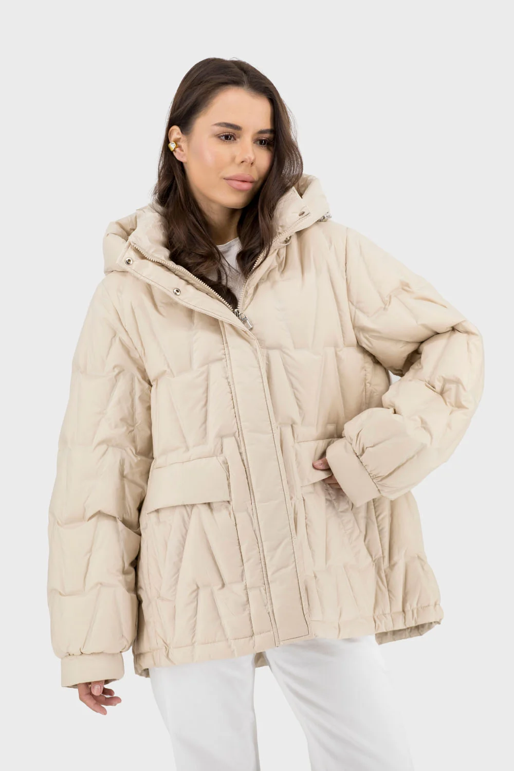 Жіночий пуховик Snow Owl (молочний, 2XL)