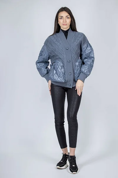 Жіноча однотонна куртка casual з синтепоном і v-вирізом на кнопках Nysense (N1AY01618D009) фото 1, ціна