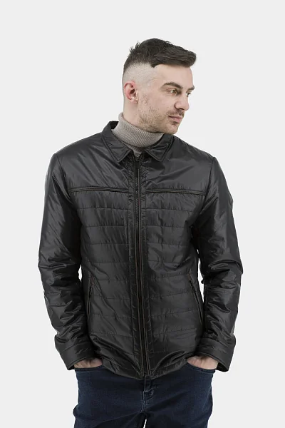 Чоловіча осіння куртка casual з поліестру та синтепону, чорна City Class (22D051) фото 1, ціна