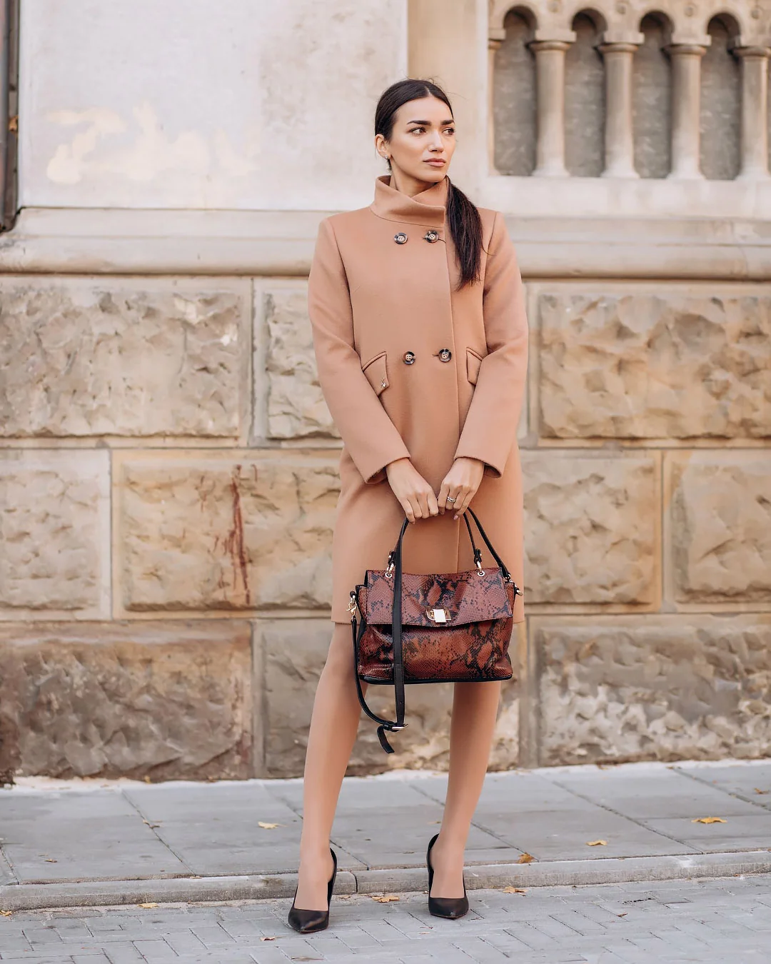 Women's classic wool coat with long sleeves without insulation Stella Polare (563/543)