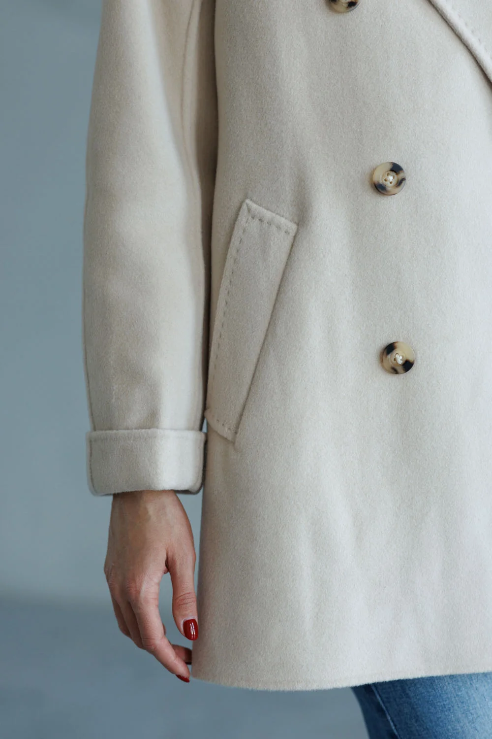 Women's double-breasted wool coat made of angora and Australian wool in a classic style Bella Bicchi (25-0801318)