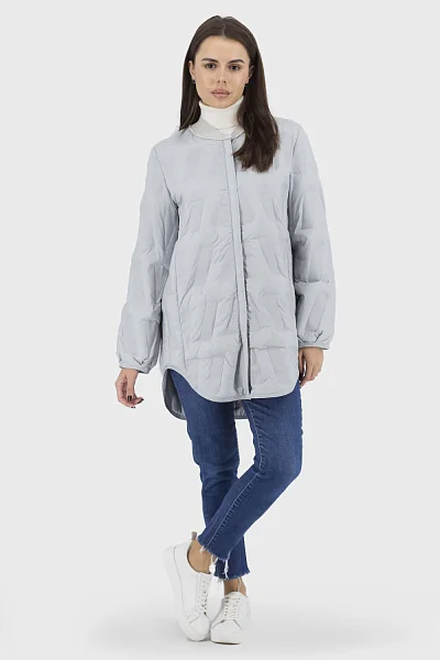 Geacă sport pentru femei, oversize, din puf de rață, fără glugă, Basic (gri deschis, 42)