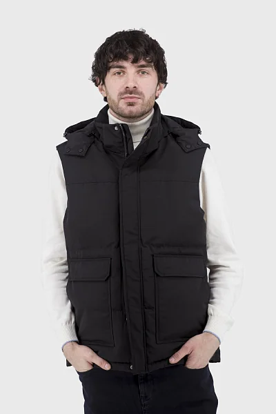 Men's sports vest with padding polyester and removable hood City Class (black, 46)