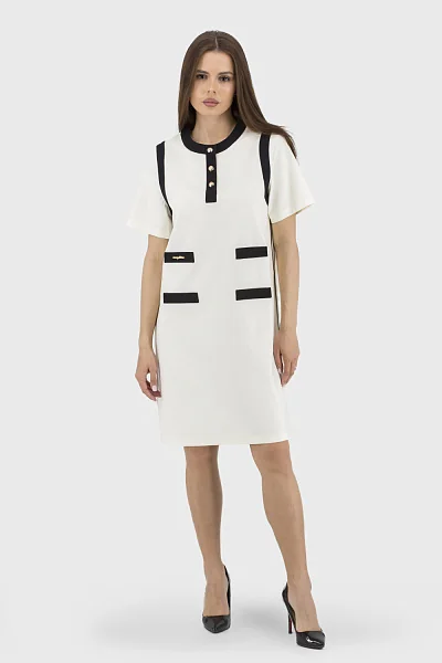 Women's summer classic dress with applique, English collar Bella Bicchi (white, M)