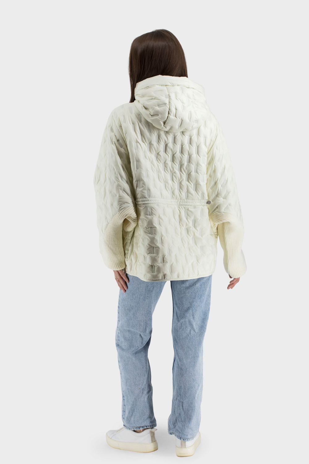 Jachetă casual de toamnă pentru femei cu puf de rață și glugă Snow Owl (lactic, 2XL)