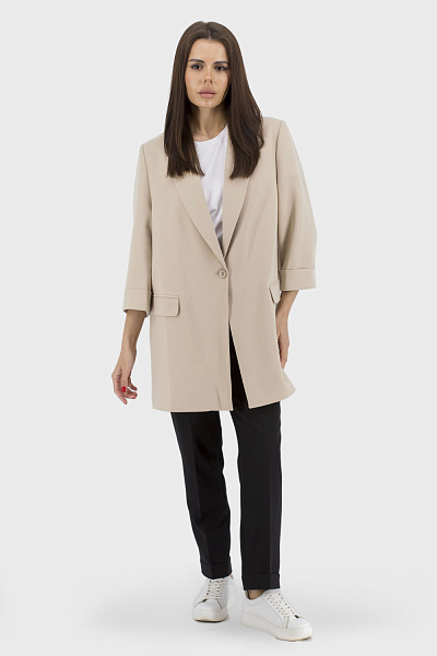 Sacou elegant pentru femei cu guler englezesc, disponibil în 4 culori Muray (bej, 48)