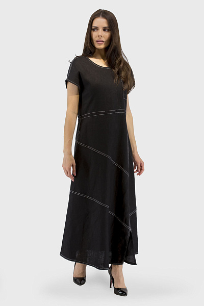 Rochie de vară cambrată pentru femei, fără mâneci, cu broderie și nasturi Salkim (negru, 38)