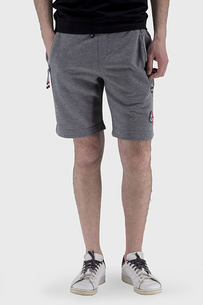Șorturi sport pentru bărbați de culoare gri cu aplicație pentru vară Moncler (gri, 2XL)