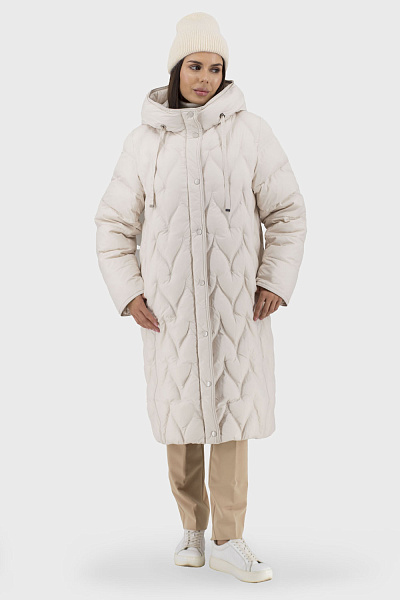 Geacă de iarnă pentru femei fără blană cu bio-puf, glugă și buzunare Snow Owl (lactic, 2XL)