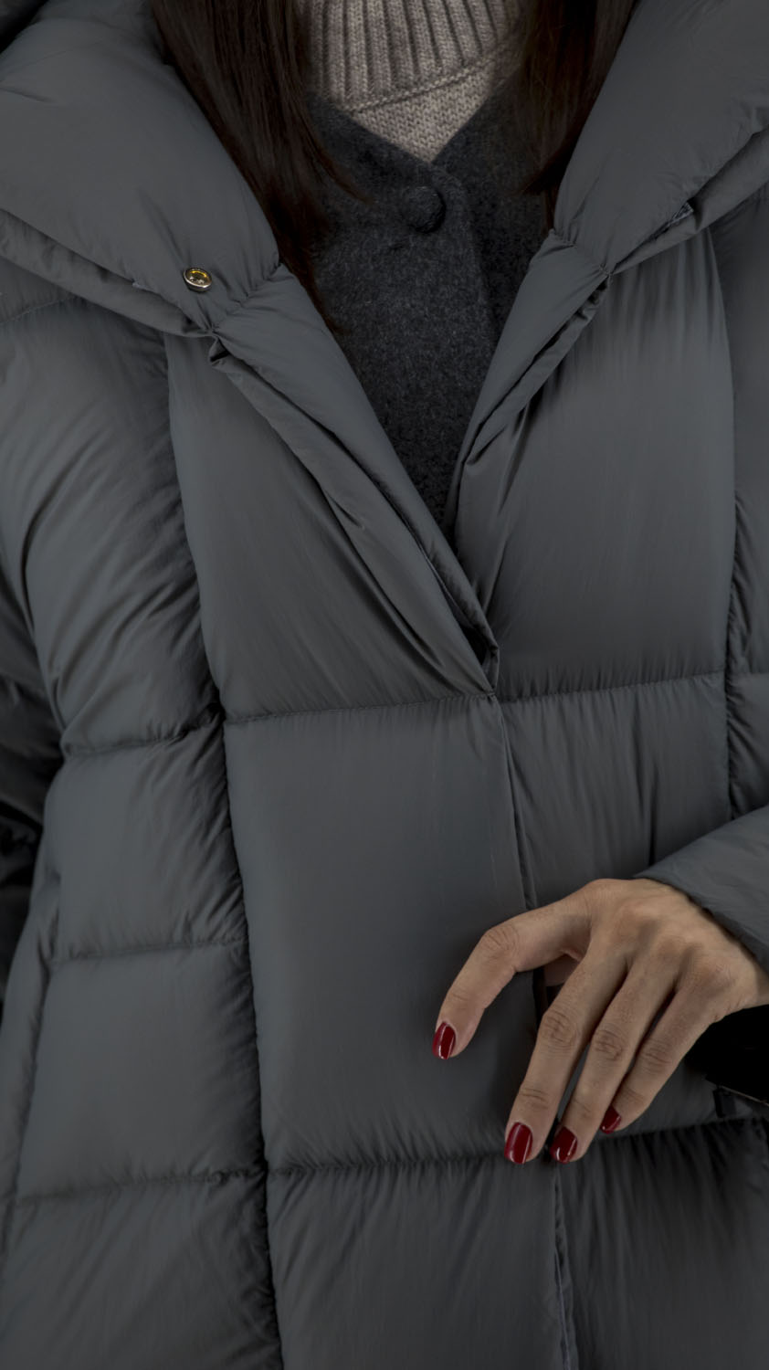 Geacă de iarnă casual cu puf de rață și glugă Basic (gri, 2XL)