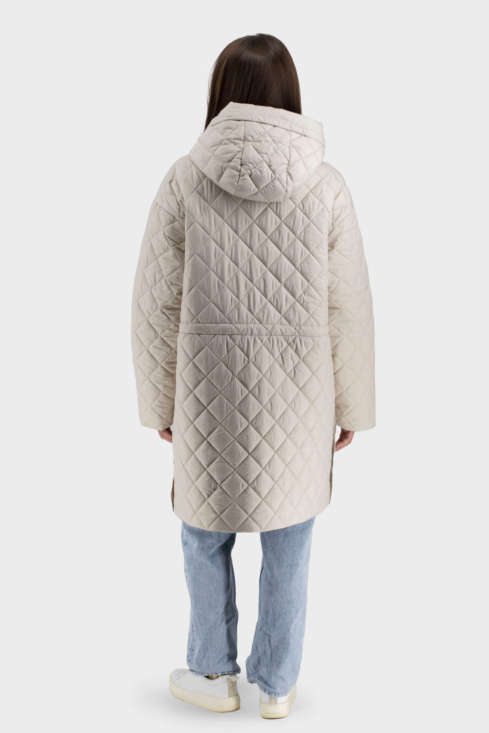 Geacă casual de damă matlasată cu glugă, sintepon, toamnă-primăvară Snow Owl (bej deschis, 2XL)