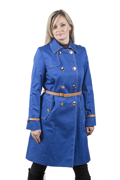 Trench clasic feminin fără izolație cu căptușeală din acetat Bella Bicchi (albastru, 40)