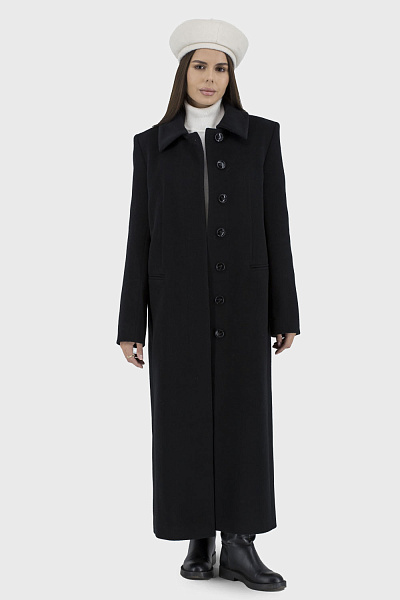 Palton de damă din lână neagră fără izolație, stil casual Stella Polare (negru, 42)