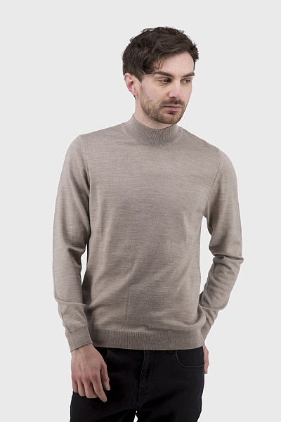 Pulover bărbătesc monocromatic cu mâneci lungi în stil clasic Buke (bej, 2XL)