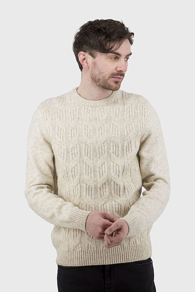 Cardigan clasic pentru bărbați, bej, cu torsade, mânecă dreaptă Buke (bej, 2XL)
