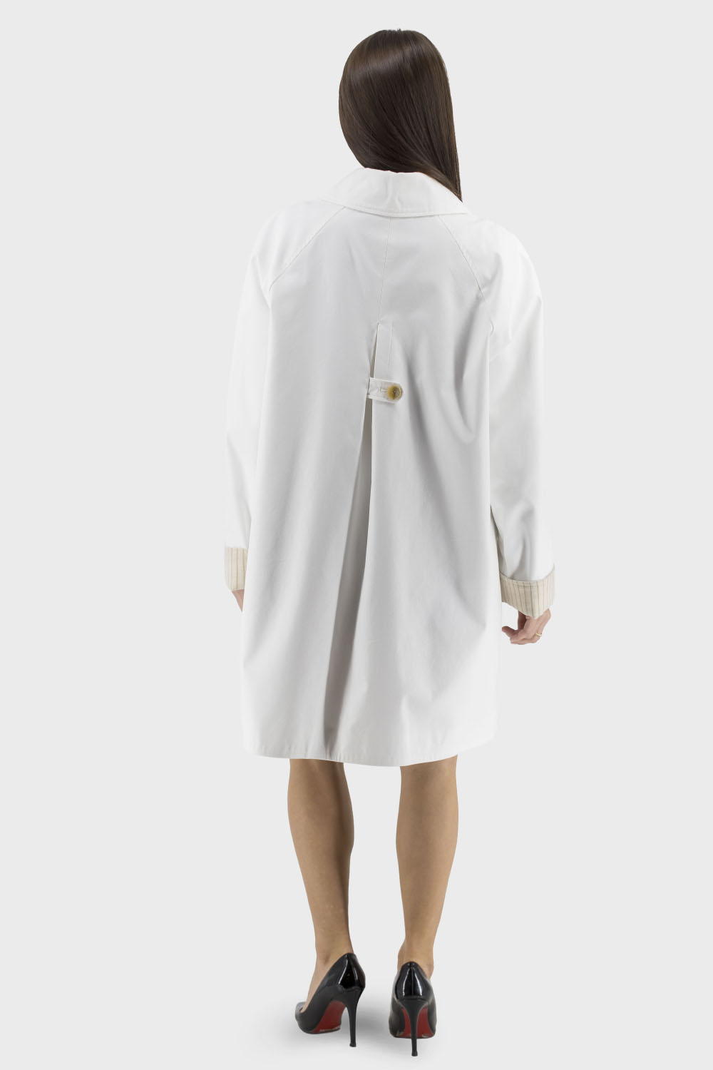 Trench casual de damă, monocromatic, cu poliester, nasturi, primăvară-toamnă Bella Bicchi (alb, 48)