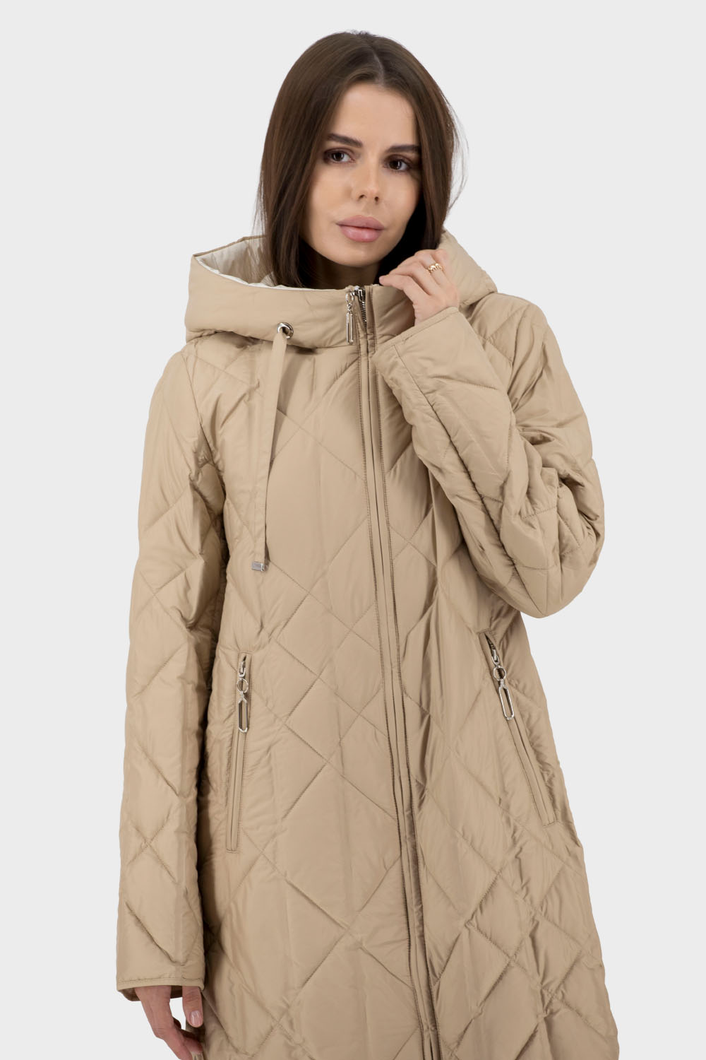 Geacă matlasată pentru femei cu puf sintetic, uni, cu fermoar Snow Owl (cămilă, 2XL)