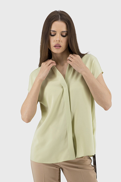 Bluză clasică monocromă oversize pentru femei cu deschideri Bella Bicchi (mentă, L)