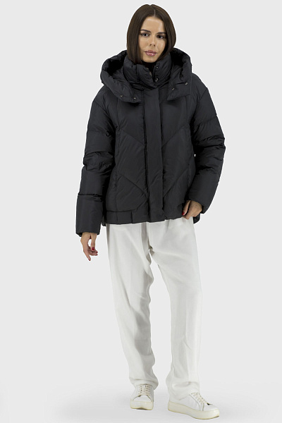 Geacă de damă monocolor casual cu glugă pentru toamnă și iarnă Snow Owl (negru, L)