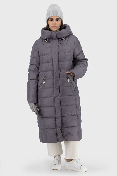 Geacă de iarnă casual cu glugă, matlasată și umplută cu puf sintetic pentru femei Snow Owl (gri, 2XL)