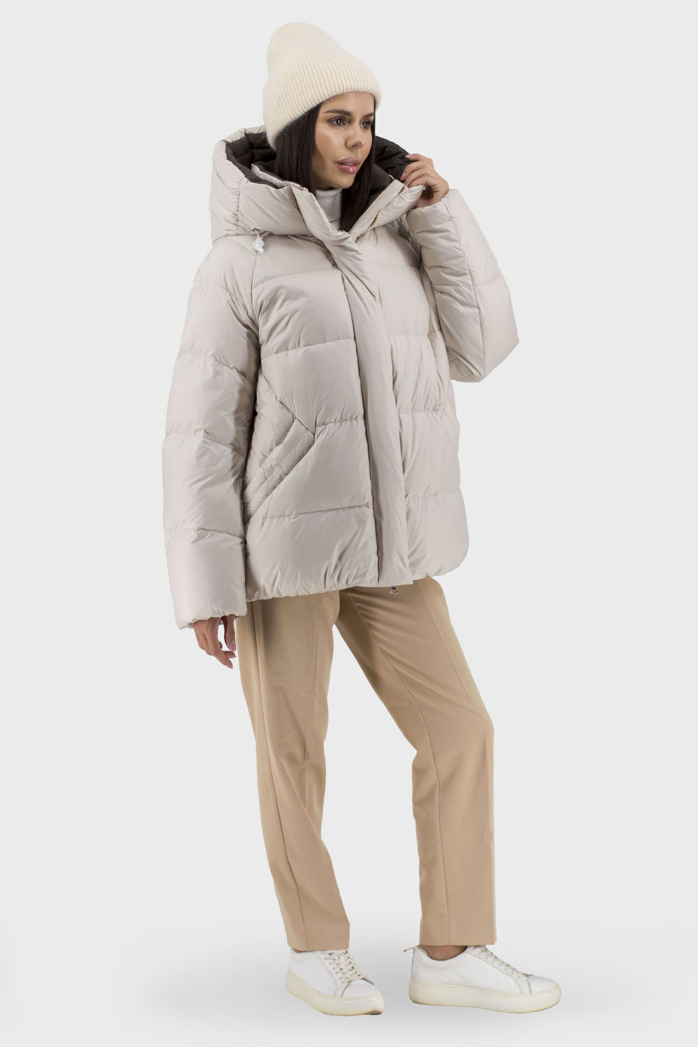 Geacă de iarnă pentru femei cu puf de rață și glugă Snow Owl (lactic, XL)