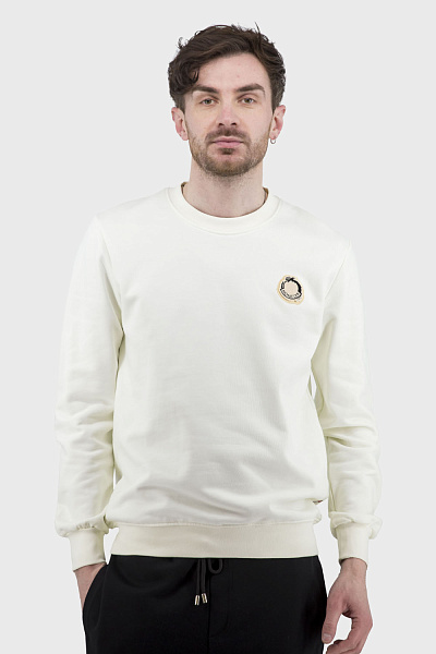 Bluză sport bărbătească de culoare lăptoasă, cu decolteu rotund, pentru toate anotimpurile, Moncler. (lactic, 3XL)