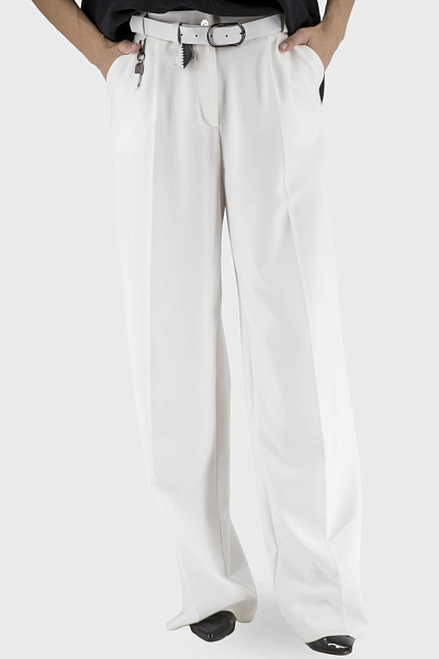 Pantaloni clasici eleganți pentru femei cu curea pentru primăvară și vară ACN (alb, 38)
