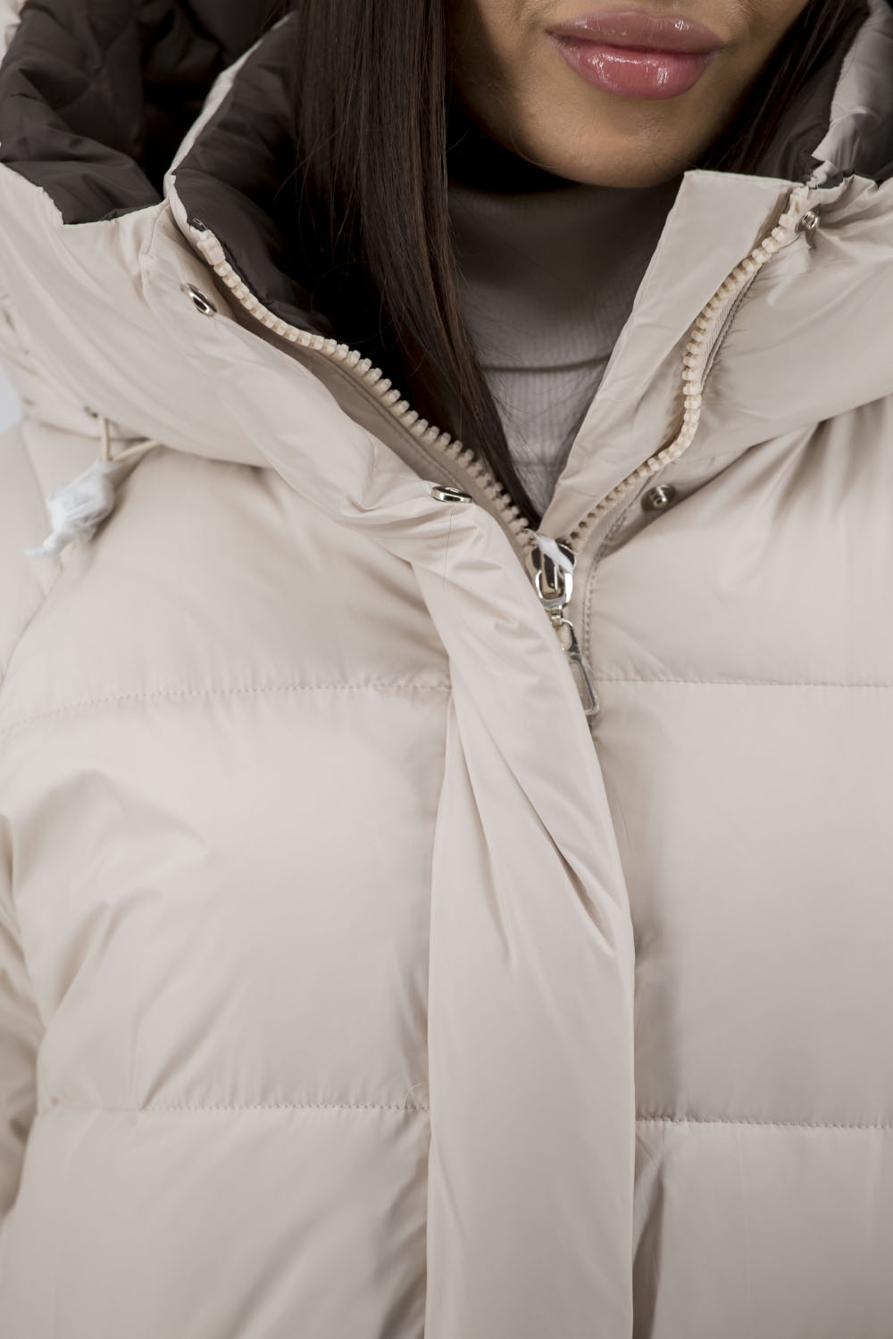 Geacă de iarnă pentru femei cu puf de rață și glugă Snow Owl (lactic, XL)