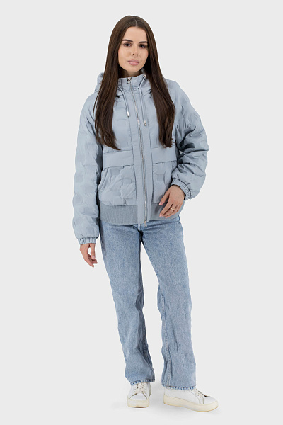 Geacă casual pentru femei cu puf artificial și glugă cu fermoar Snow Owl (albastru, 2XL)