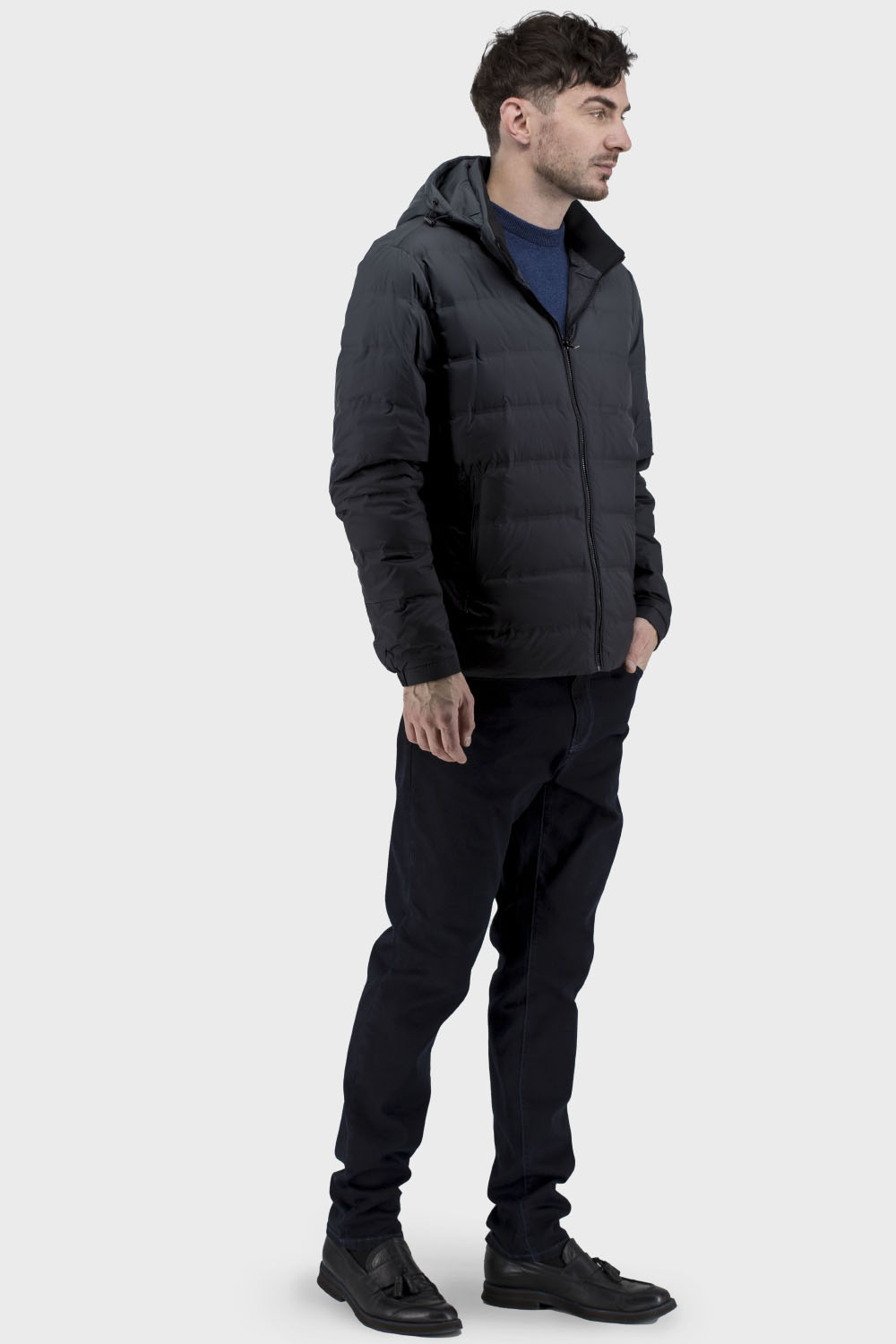 Jachetă sport bărbătească cu glugă și model gradat City Class (gri, 48)