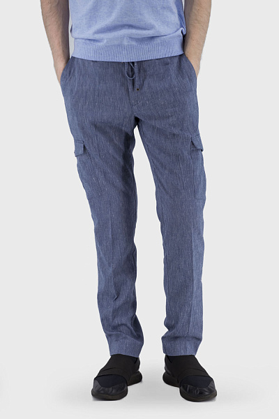 Pantaloni sport bărbătești melanj, cu buzunare, vară-toamnă-primăvară Avvenente (albastru, 48)