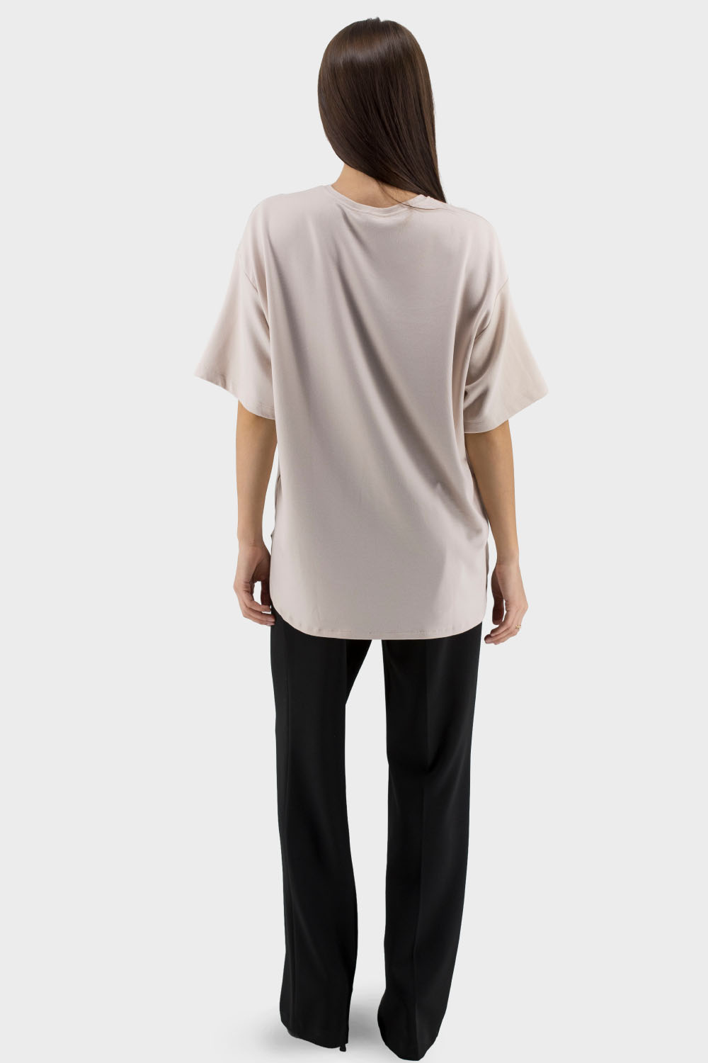 Tricou casual monocrom pentru femei, cu mărgele și strasuri, pentru vară, Ziques (pudra, 1)