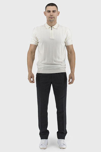 Tricou polo pentru bărbați cu dungi și fermoar: stil clasic de vară Francolini (lactic, 2XL)
