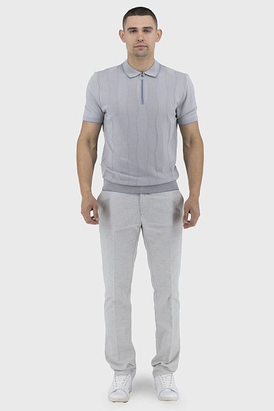 Tricou polo clasic pentru bărbați, cu mânecă scurtă, în dungi, pentru vară Francolini (gri deschis, 2XL)