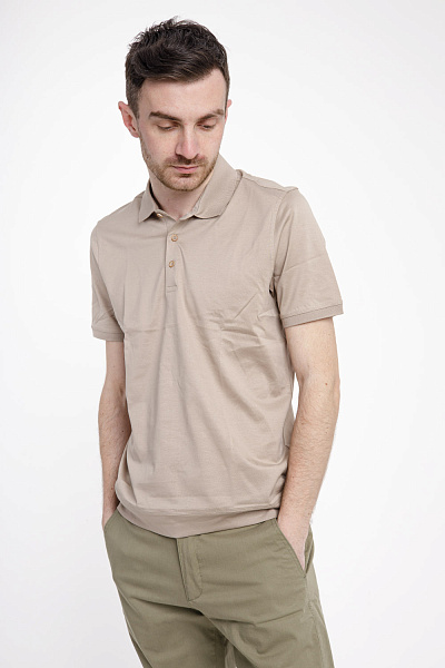 Tricou casual de vară pentru bărbați cu nasturi, simplu Buke (bej, L)