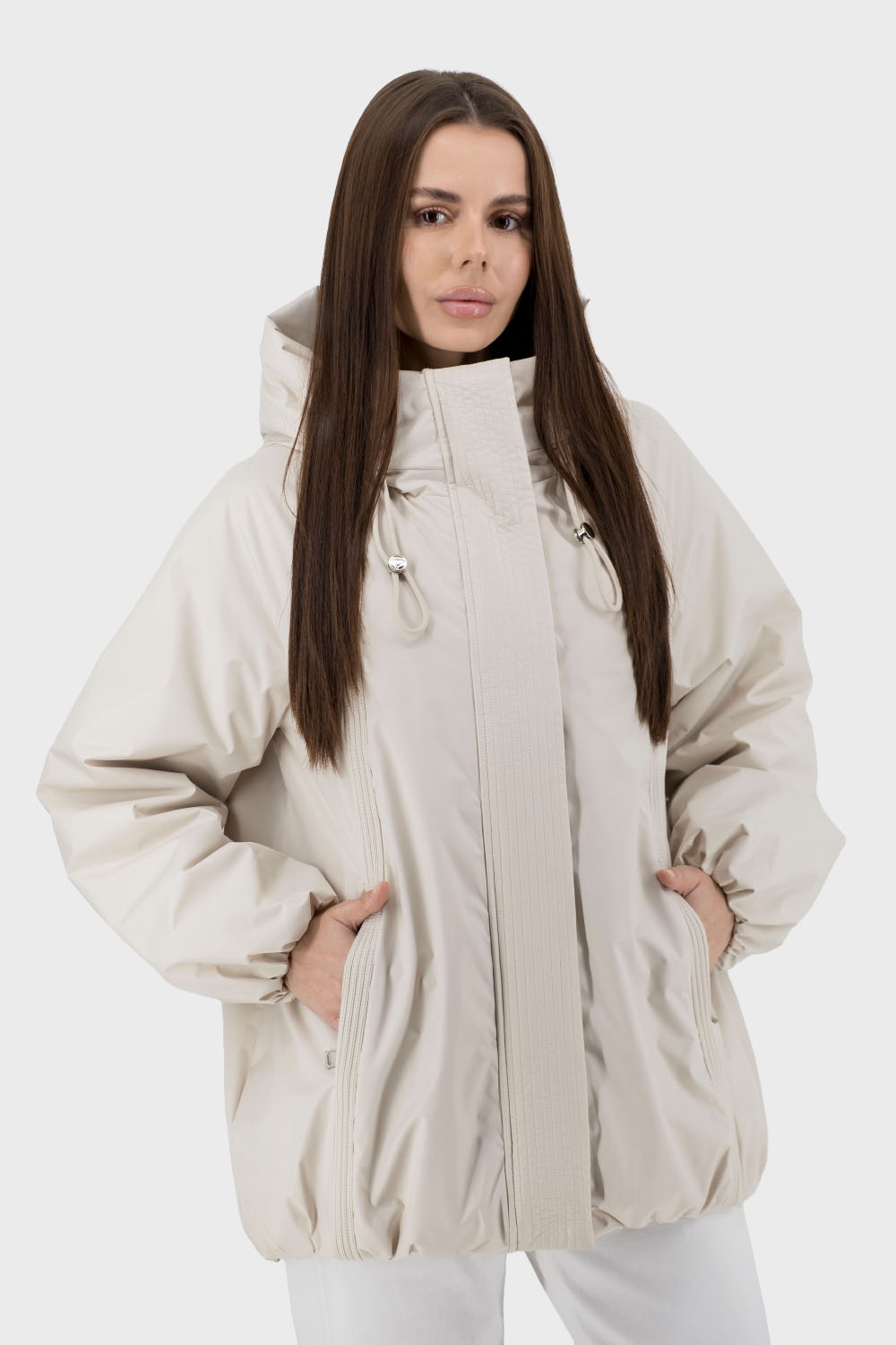 Jachetă pentru femei Casual de primăvară cu glugă, umplutură de sinteton BAIYTBUY (lactic, 40)