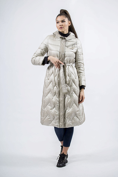 Geacă de damă monocromatică casual cu puf de gâscă și glugă Basic (lactic, 4XL)