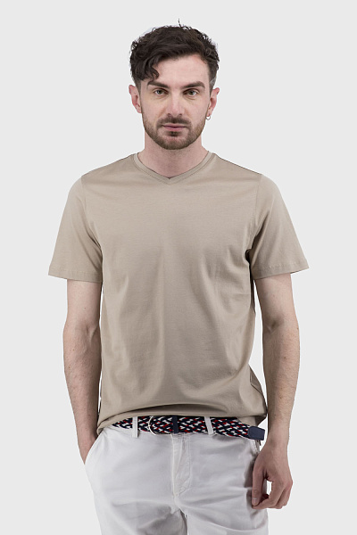 Tricou sport pentru bărbați, uni, cu decolteu în V, pentru vară, Buke (bej, 2XL)