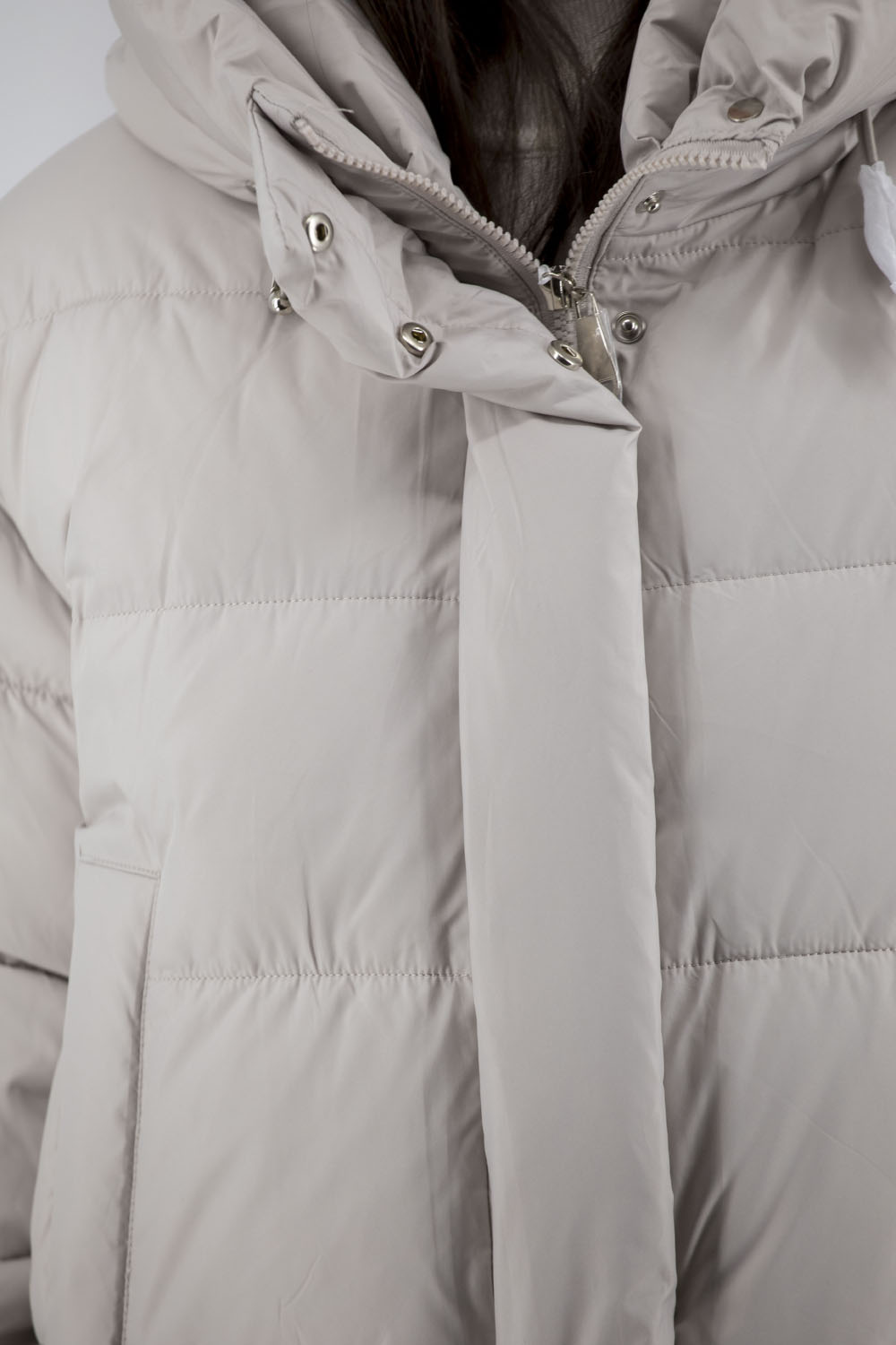 Geacă de damă din puf ușor bej cu biopup pentru toamnă-iarnă, stil casual Snow Owl (bej deschis, 2XL)