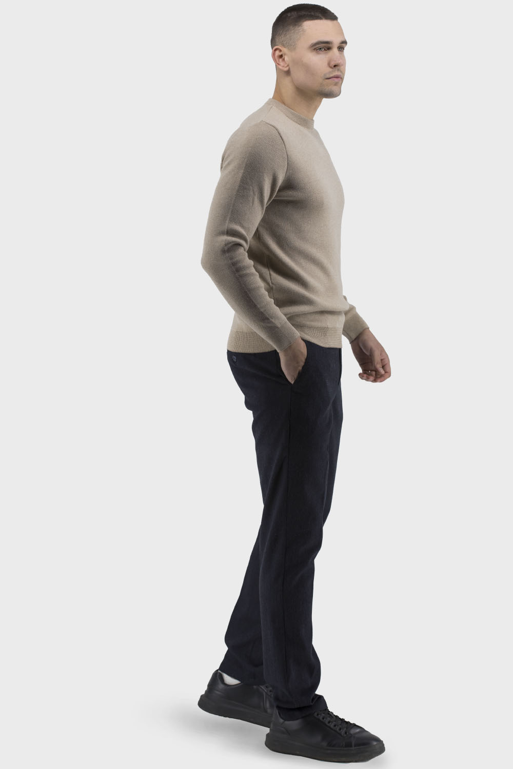 Pantaloni clasici bărbătești toamnă-iarnă cu buzunare laterale Avvenente (negru, 50)