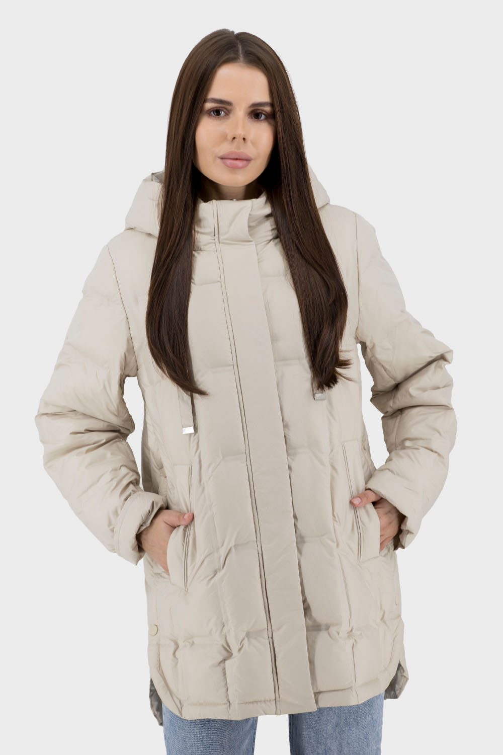 Geacă de toamnă casual pentru femei cu biopuf și glugă Snow Owl (lactic, 2XL)
