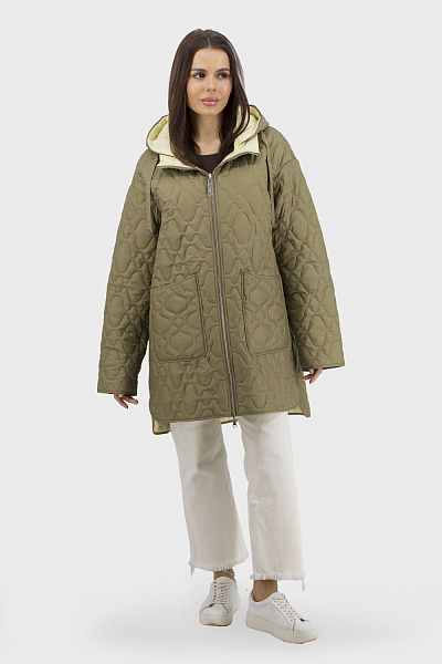 Jachetă sport de damă cu glugă și fermoar, toamnă-primăvară Snow Owl (măslin, 2XL)