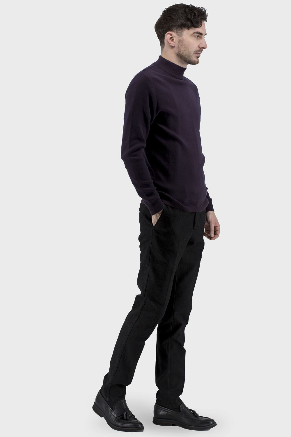 Pantaloni clasici eleganți pentru bărbați cu buzunare pentru toamnă-iarnă-primăvară Avvenente (negru, 50)