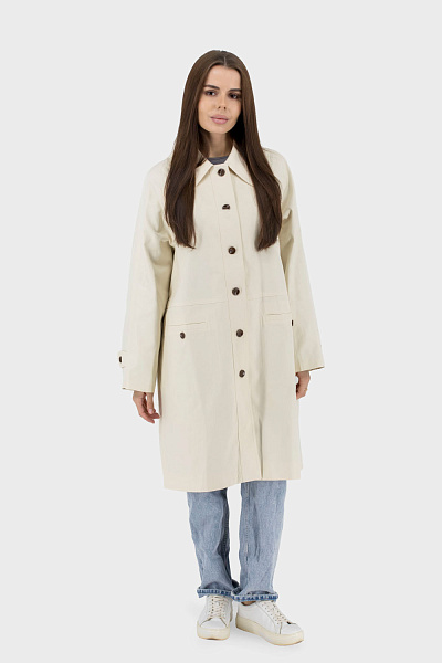 Trench casual pentru femei, cu căptușeală din poliester Basic. (bej, L)