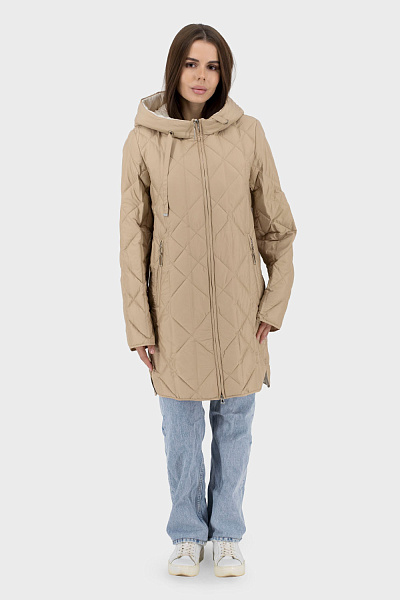 Geacă matlasată pentru femei cu puf sintetic, uni, cu fermoar Snow Owl (cămilă, 2XL)