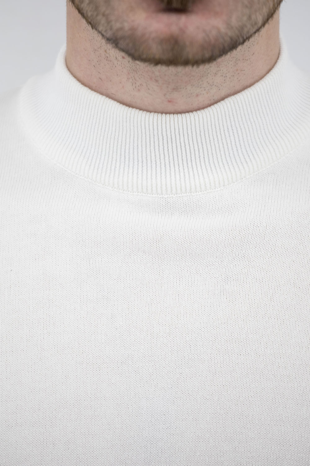 Bluză bărbătească uni cu guler rulat, mânecă lungă, stil clasic Buke (alb, 2XL)
