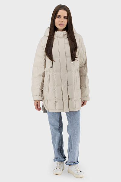 Geacă de toamnă casual pentru femei cu biopuf și glugă Snow Owl (lactic, 2XL)